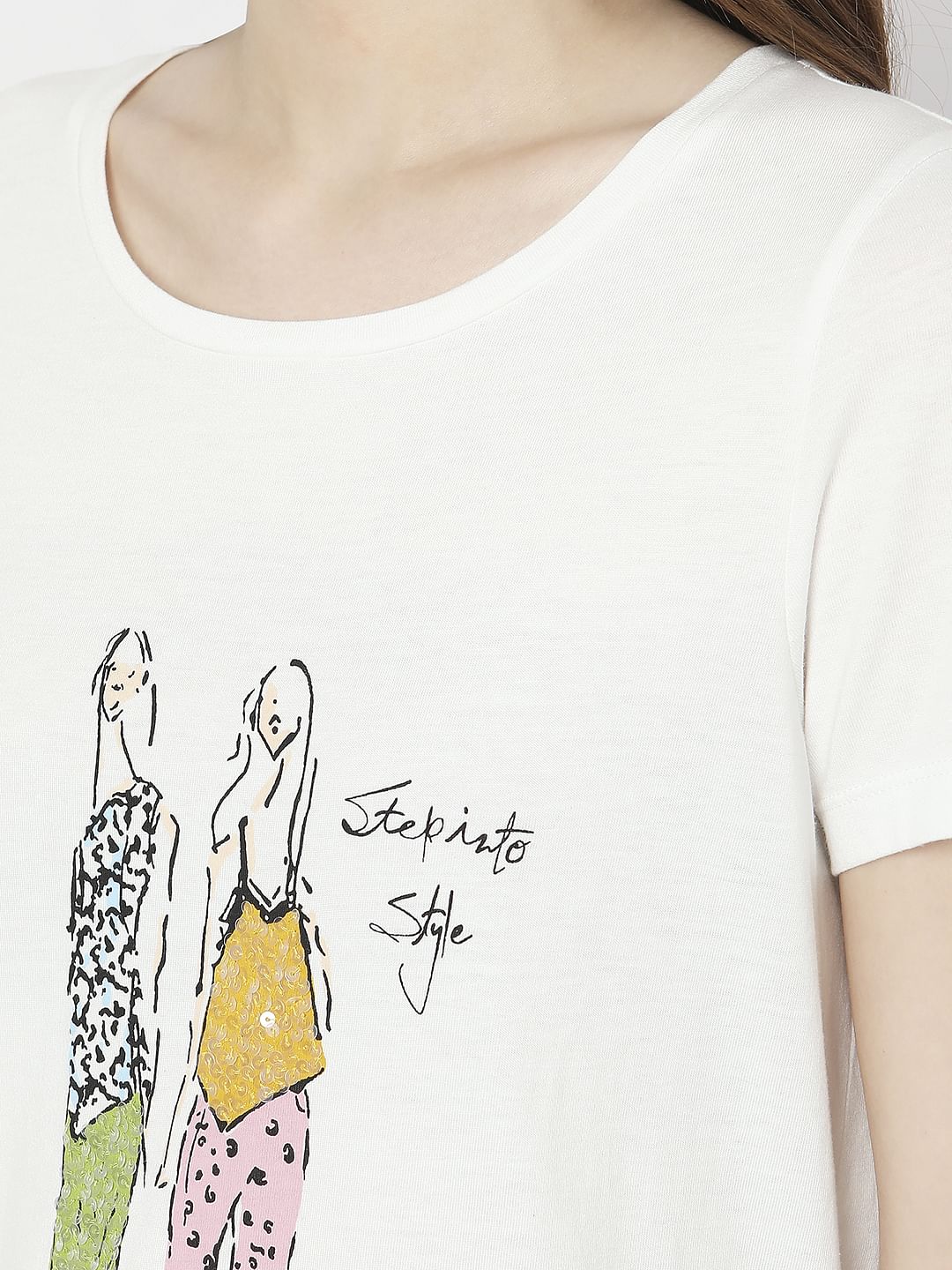 White Graphic Print T-Shirt