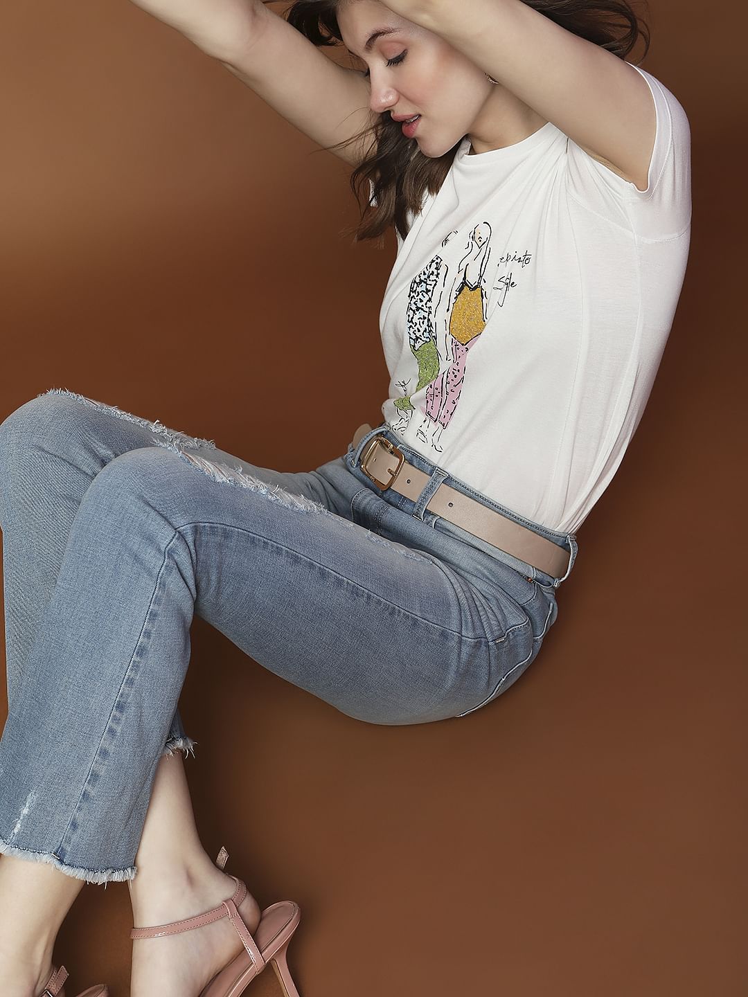 White Graphic Print T-Shirt