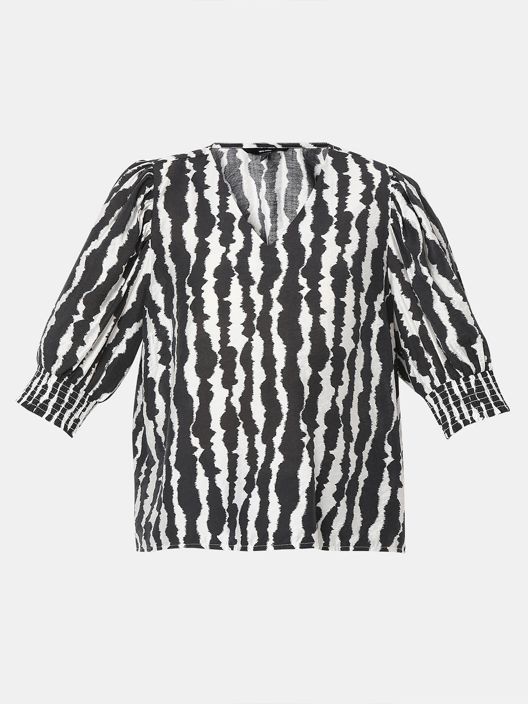 Black Abstract Print Top