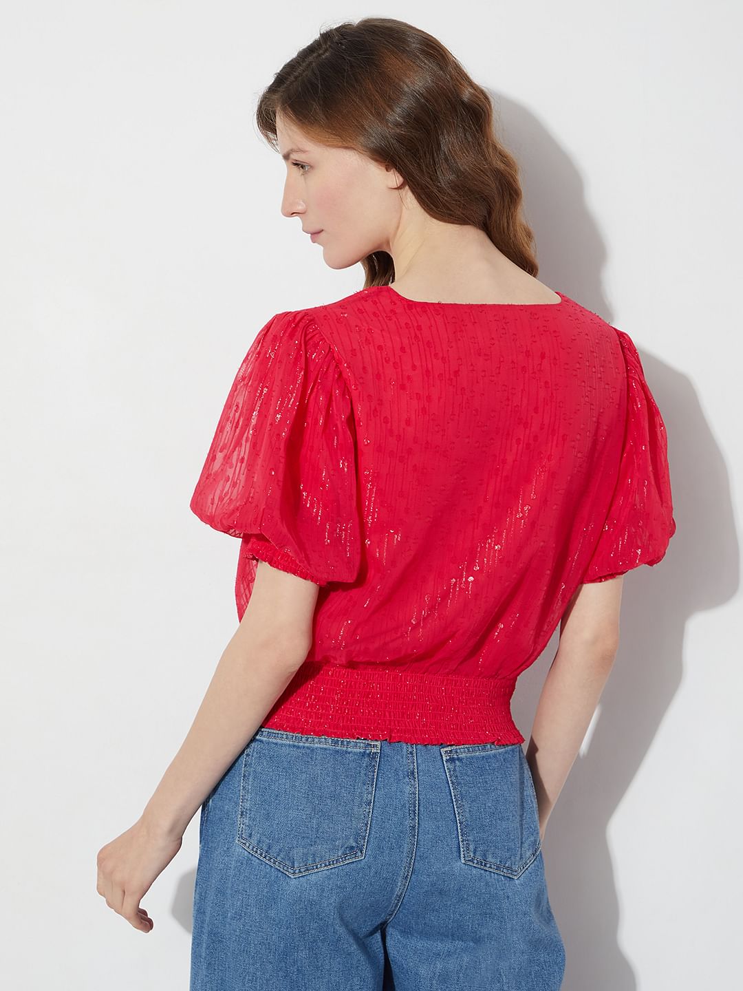 Red Shimmer Short Top