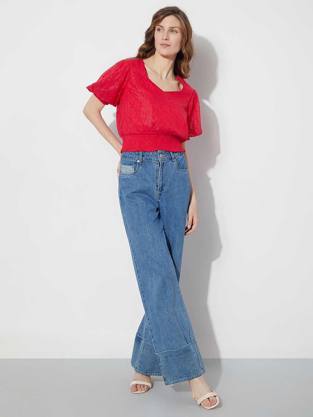 Red Shimmer Short Top