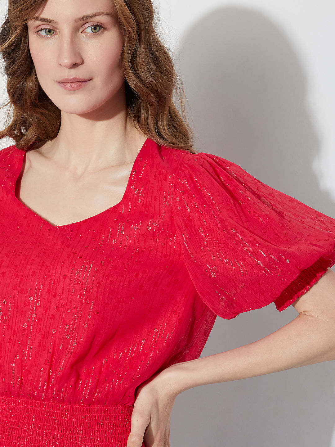 Red Shimmer Short Top