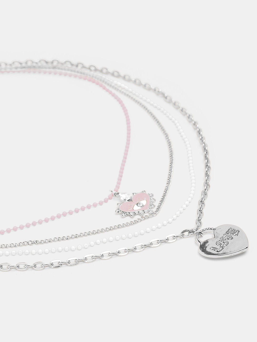 Pack Of 4 Silver Necklace