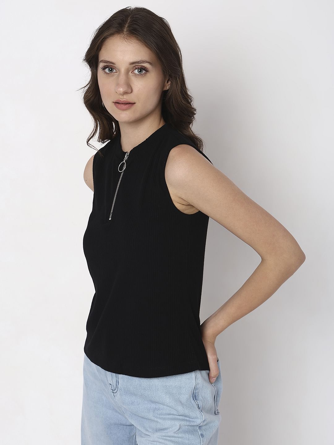 Black Knit Sleeveless Top