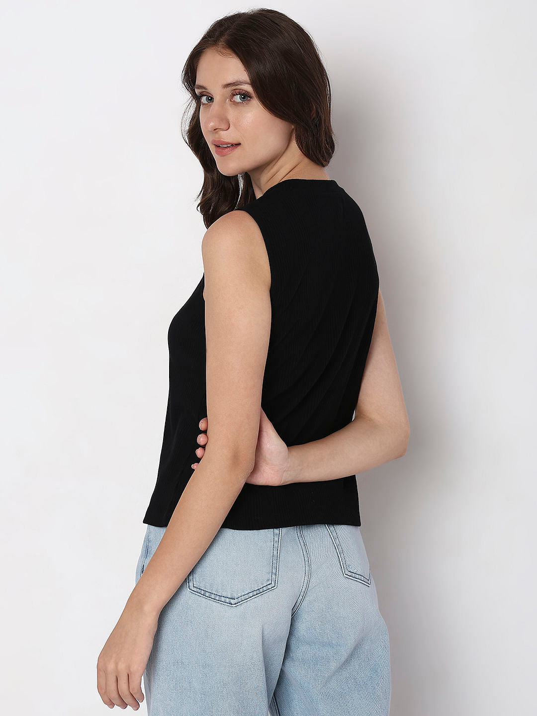 Black Knit Sleeveless Top