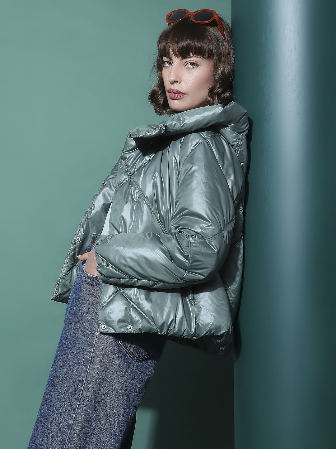 Dark Green Hooded Puffer Jacket