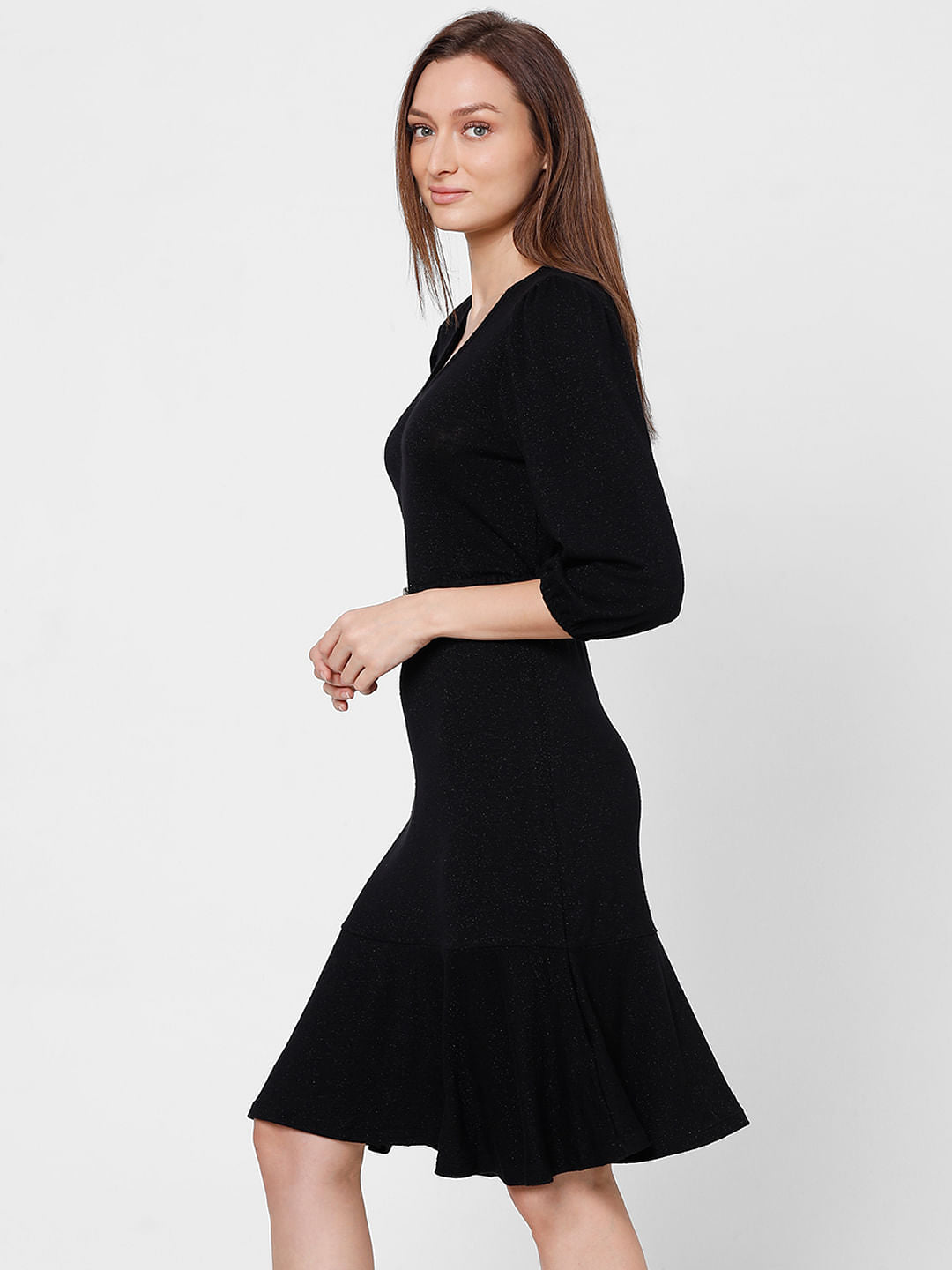 Black Shimmer Fit & Flare Dress