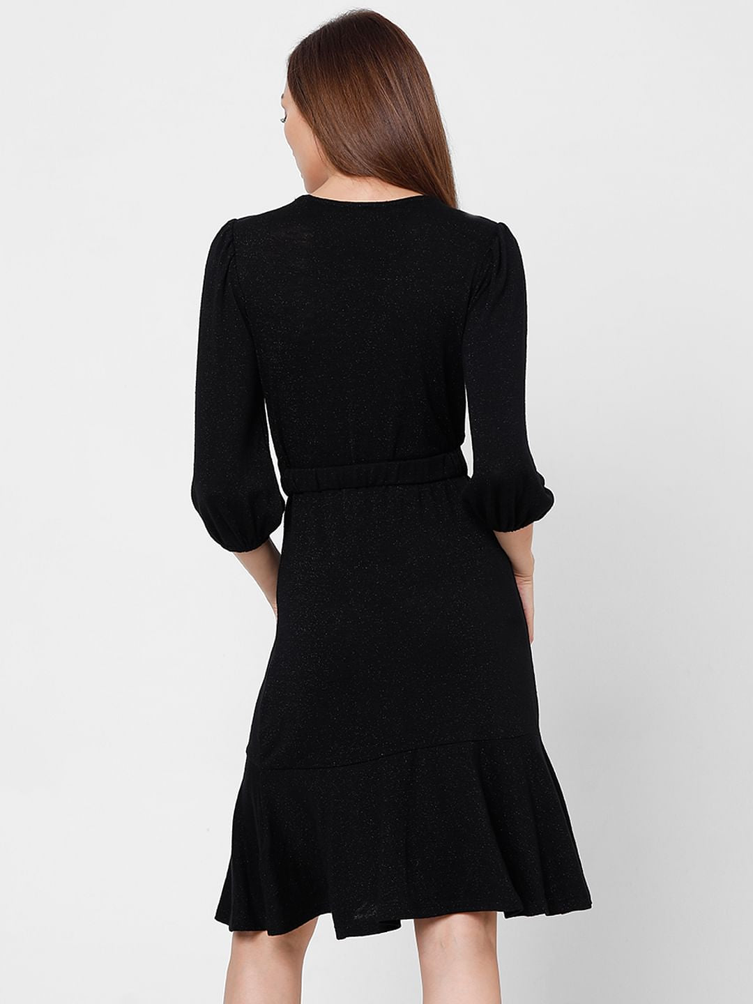 Black Shimmer Fit & Flare Dress