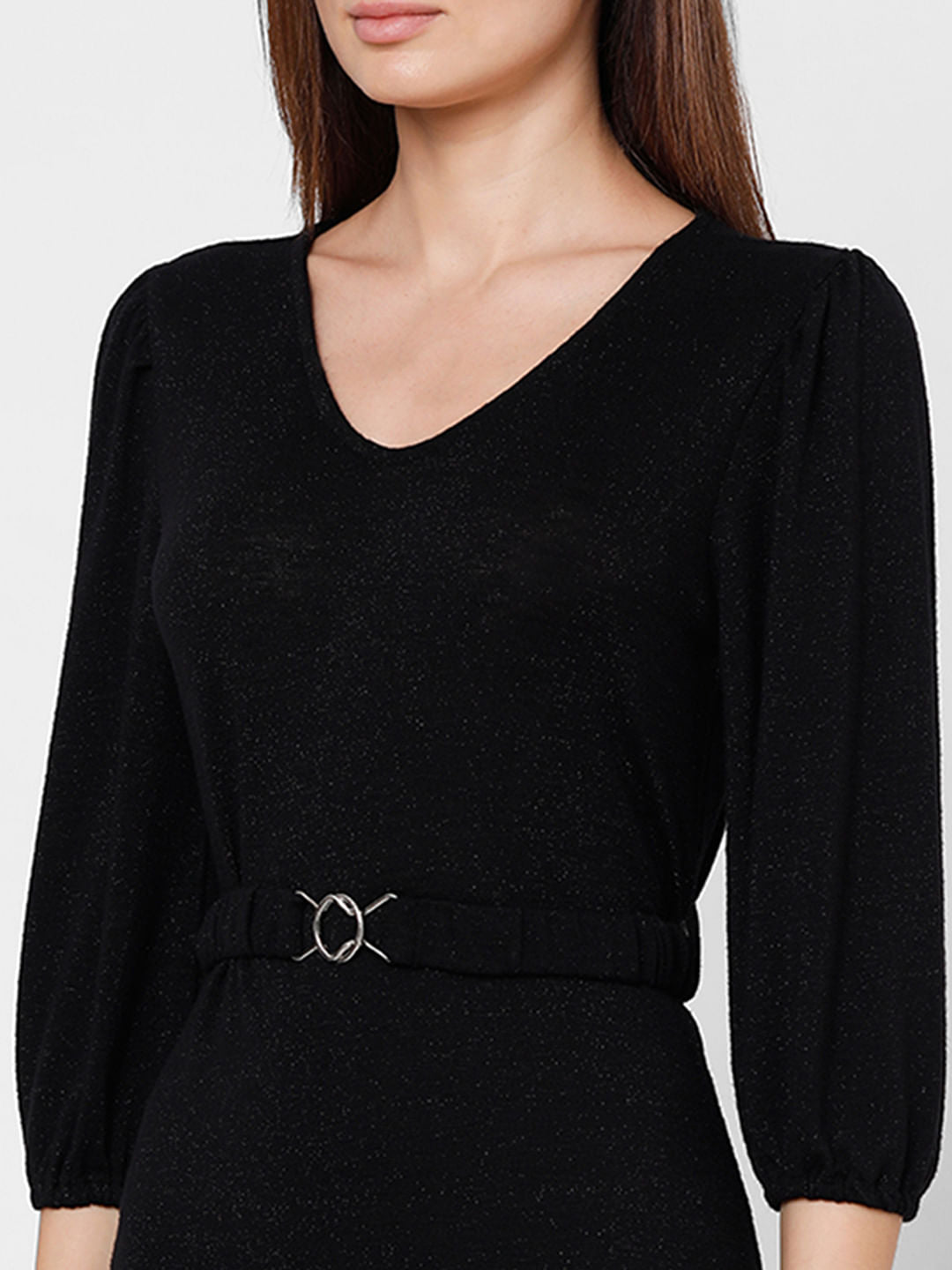 Black Shimmer Fit & Flare Dress