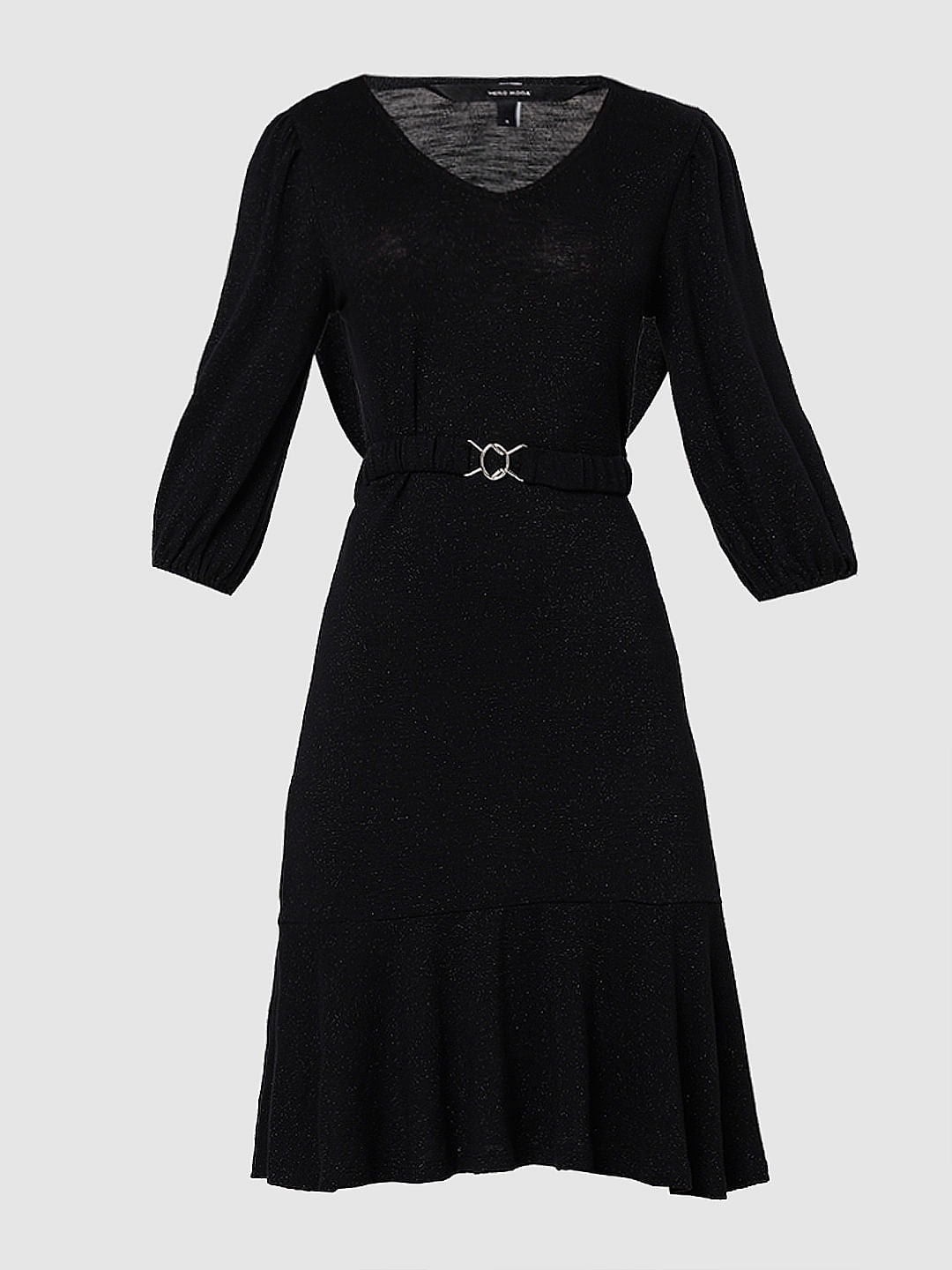 Black Shimmer Fit & Flare Dress