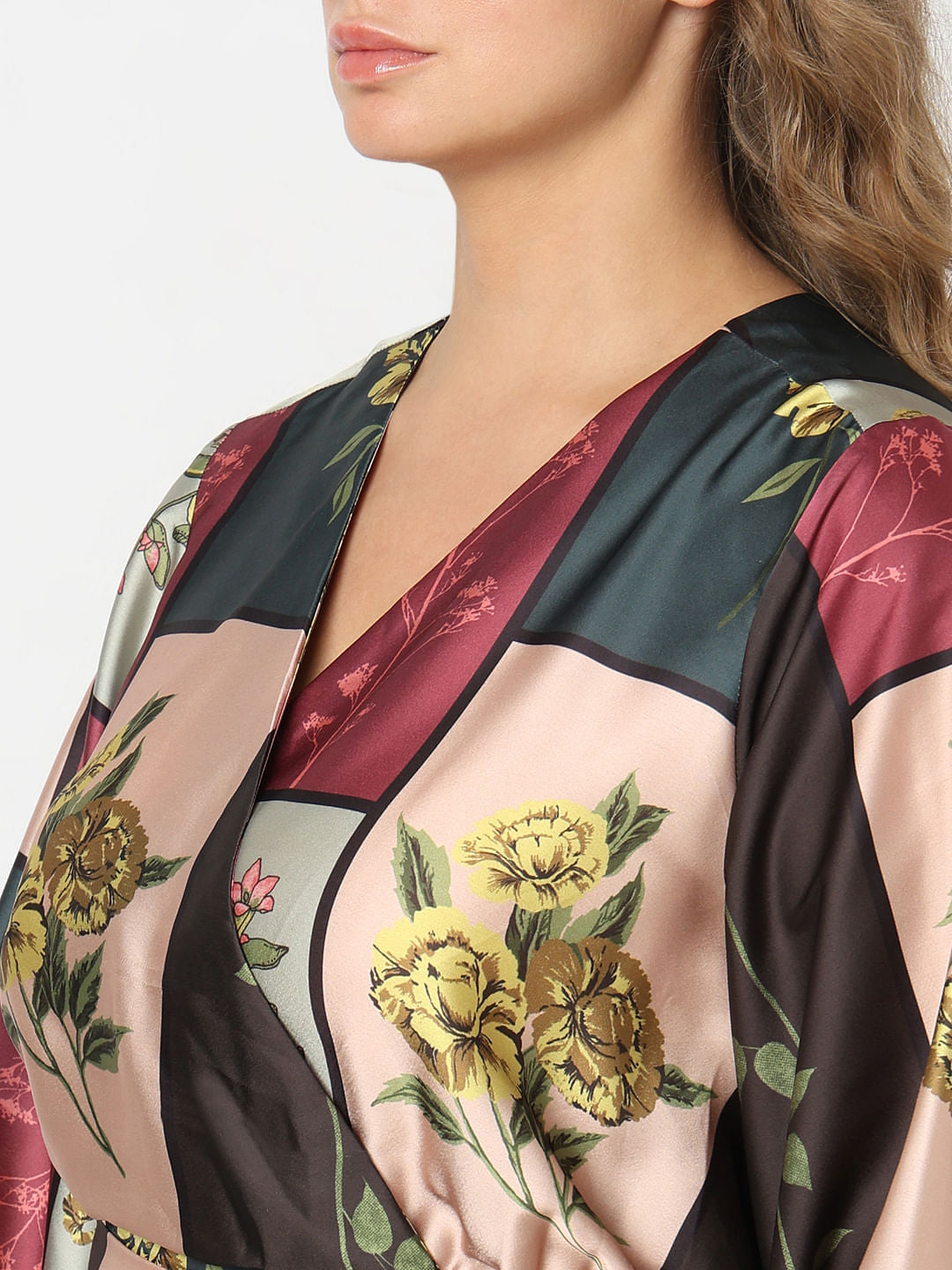 Curve Green Floral Print Midi Dress