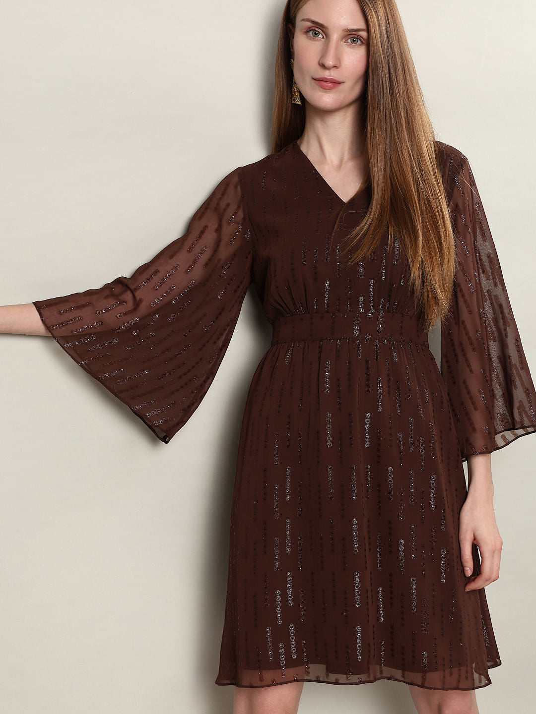 brown eid dress Eid Dress Embroidery Caftan Kaftan Dress #25485 – Urgarment main image 0