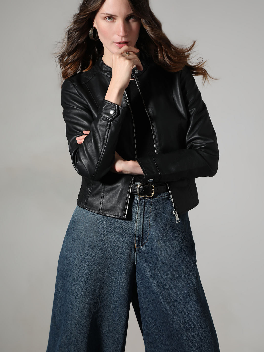 Black Faux Leather Biker Jacket