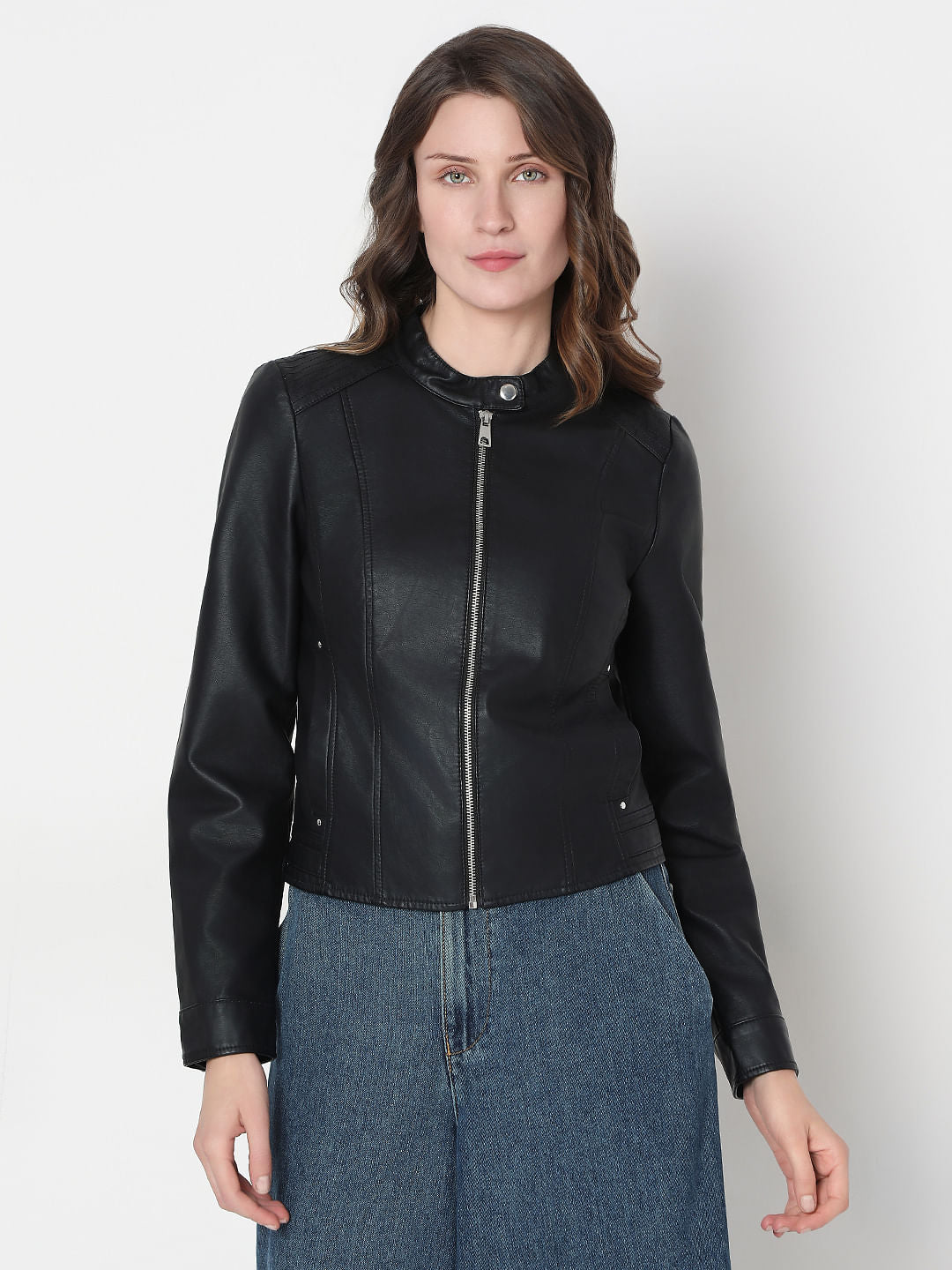 Black Faux Leather Biker Jacket