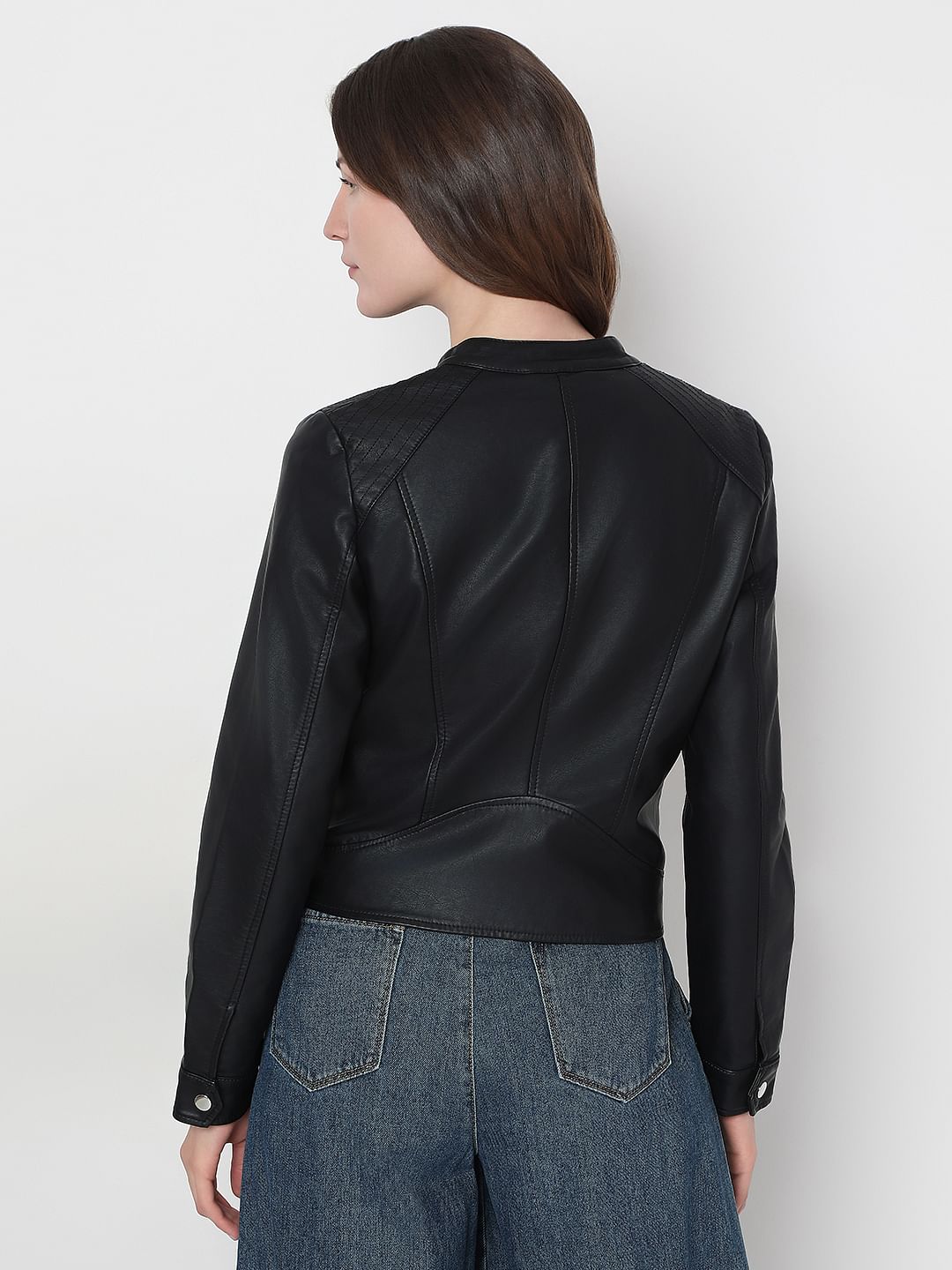 Black Faux Leather Biker Jacket
