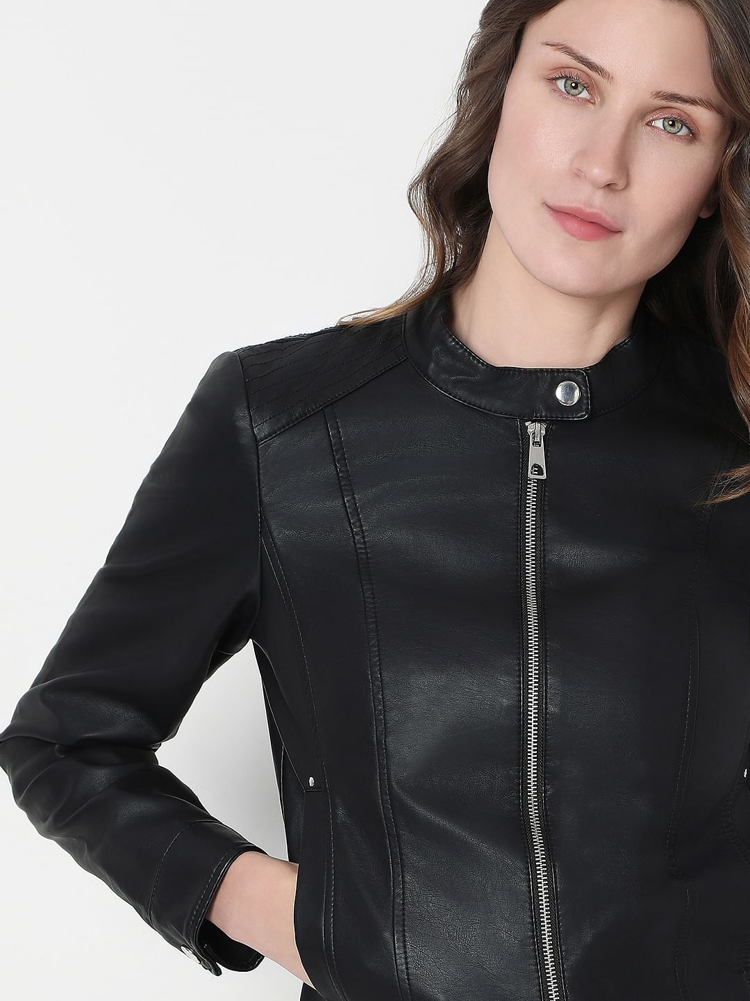Black Faux Leather Biker Jacket
