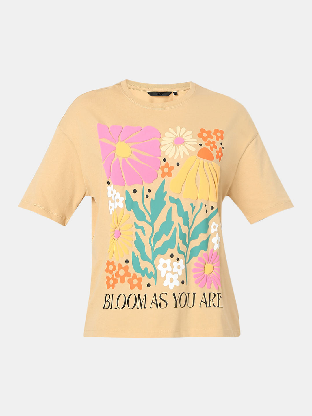 Beige Floral Print T-Shirt