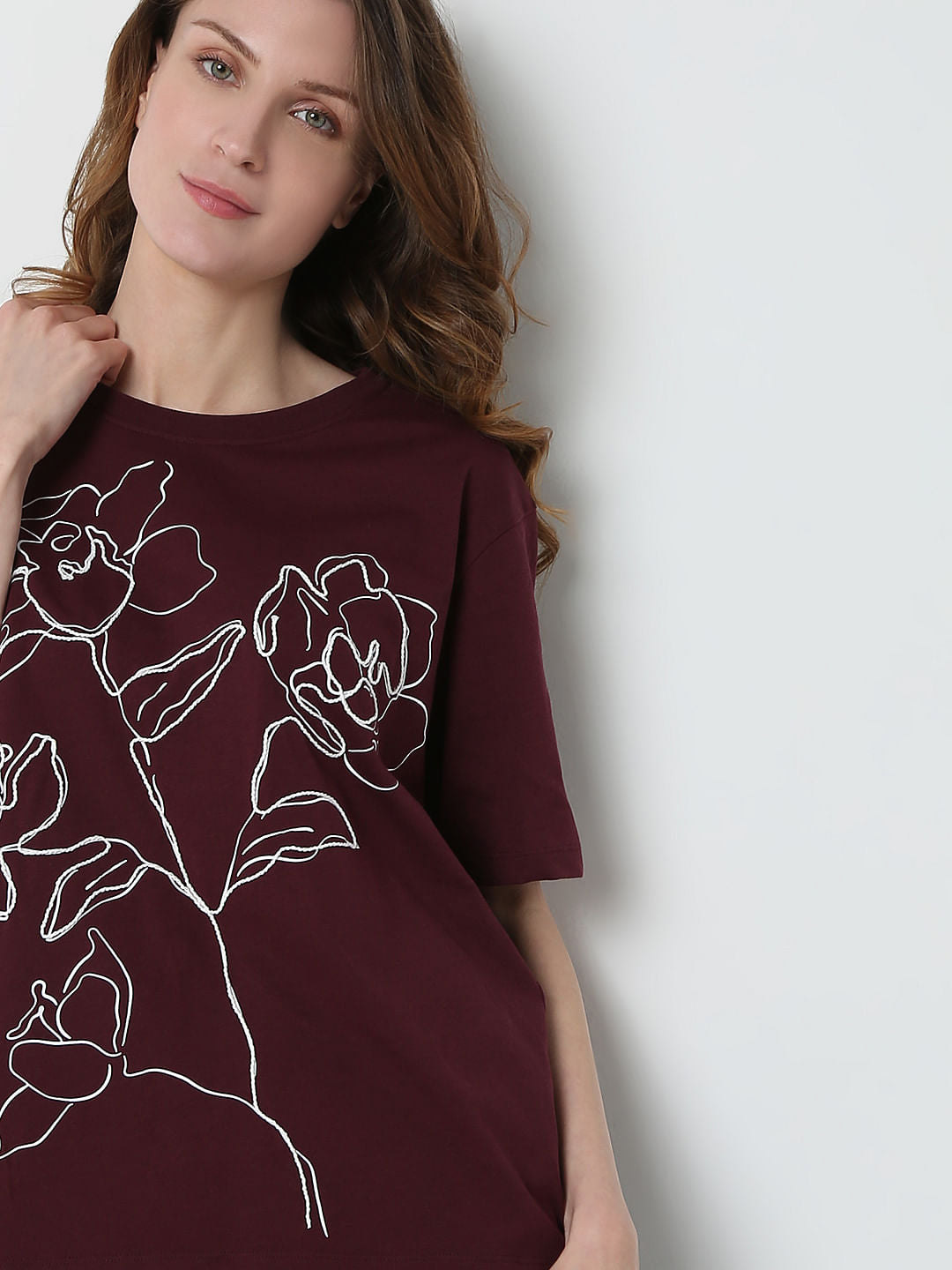 Maroon Graphic Print T-Shirt