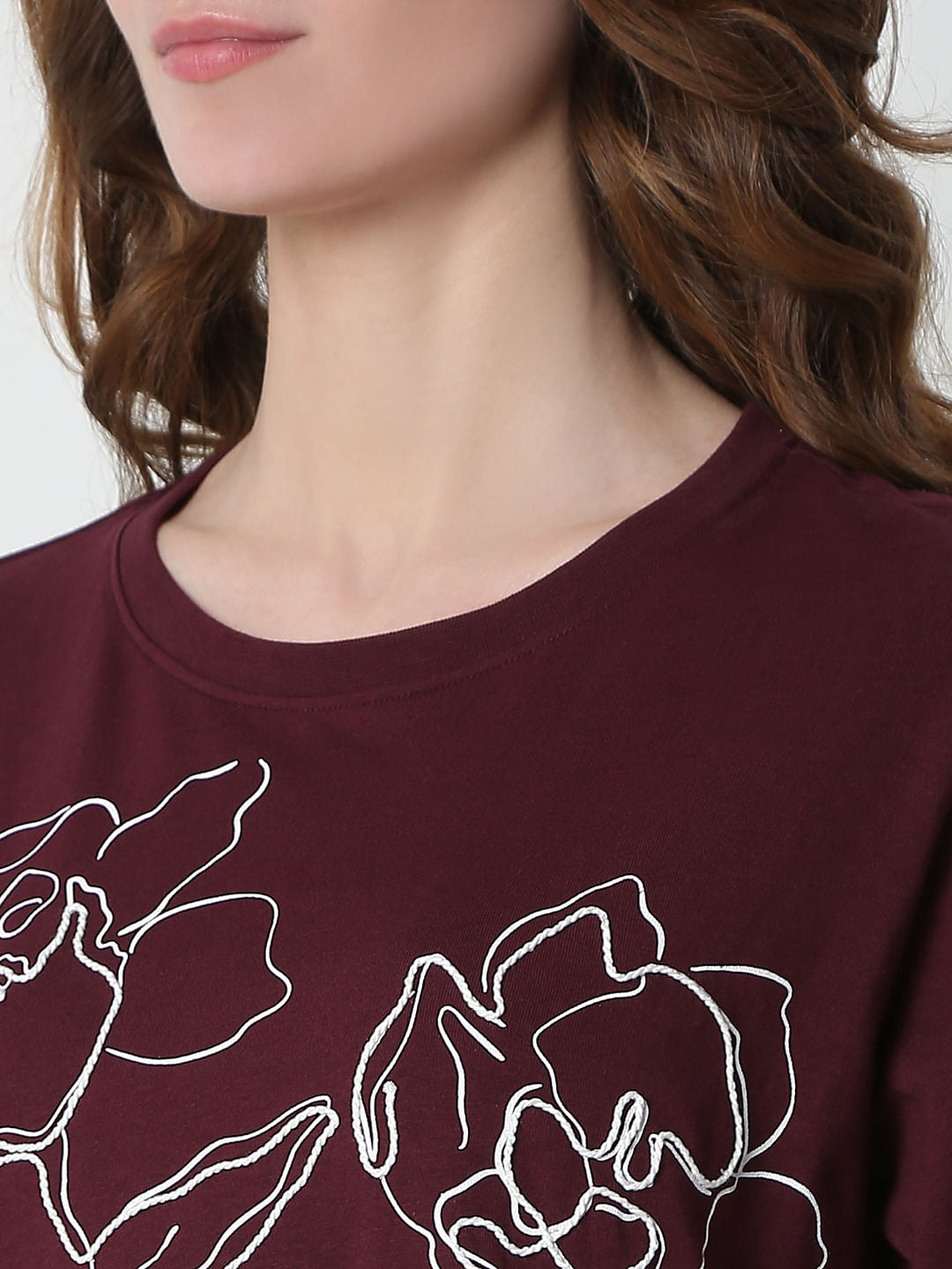 Maroon Graphic Print T-Shirt