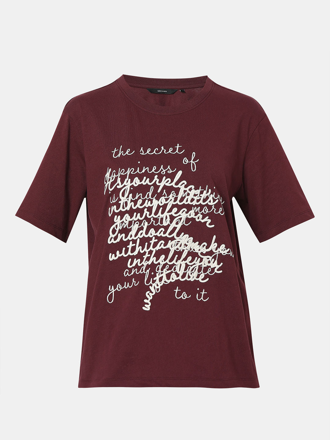 Maroon Typographic Print T-Shirt