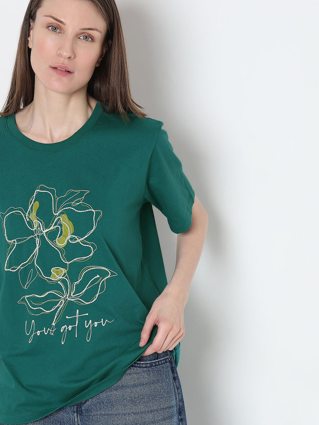 Green Floral Print T-Shirt