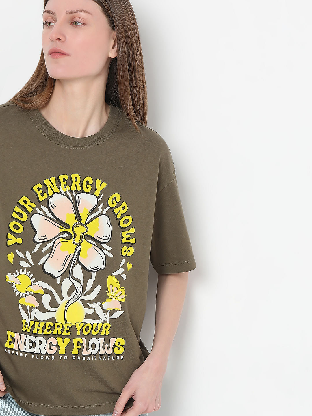 Olive Graphic Print T-Shirt