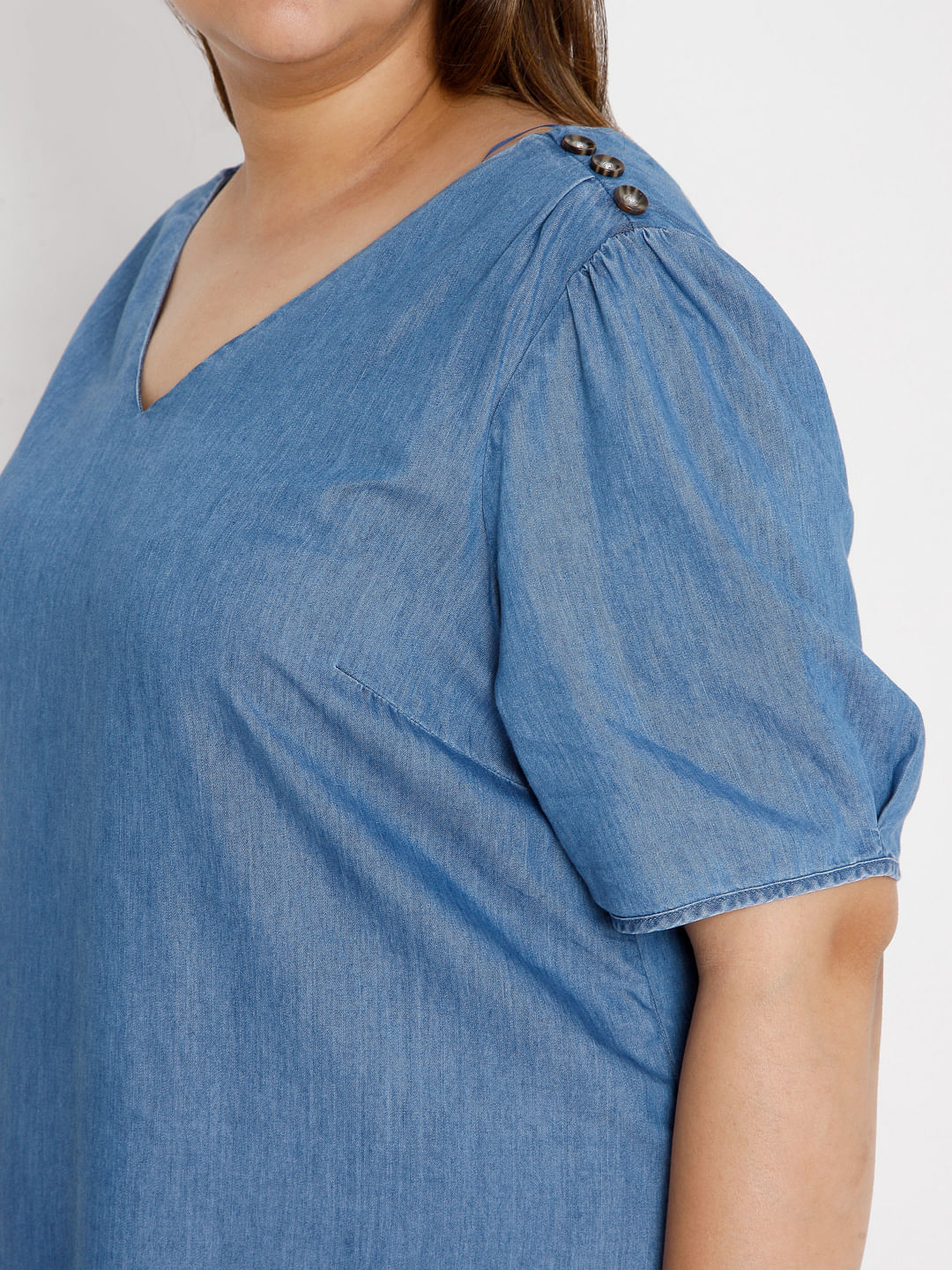 Curve Blue Denim Shift Dress