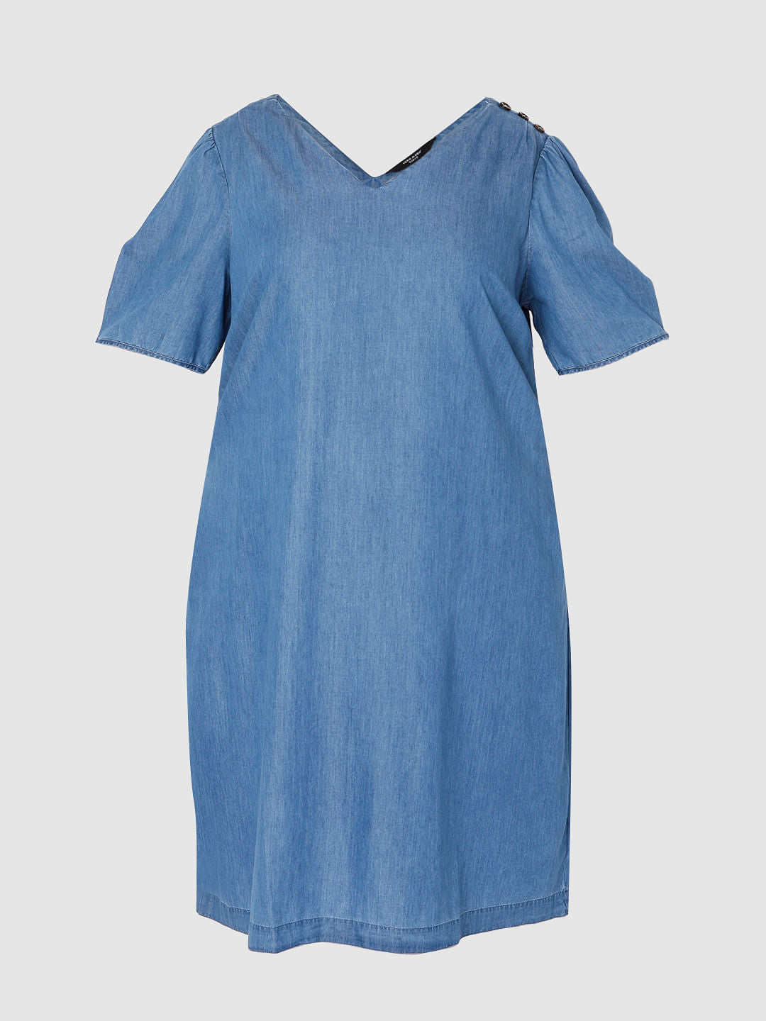 Curve Blue Denim Shift Dress