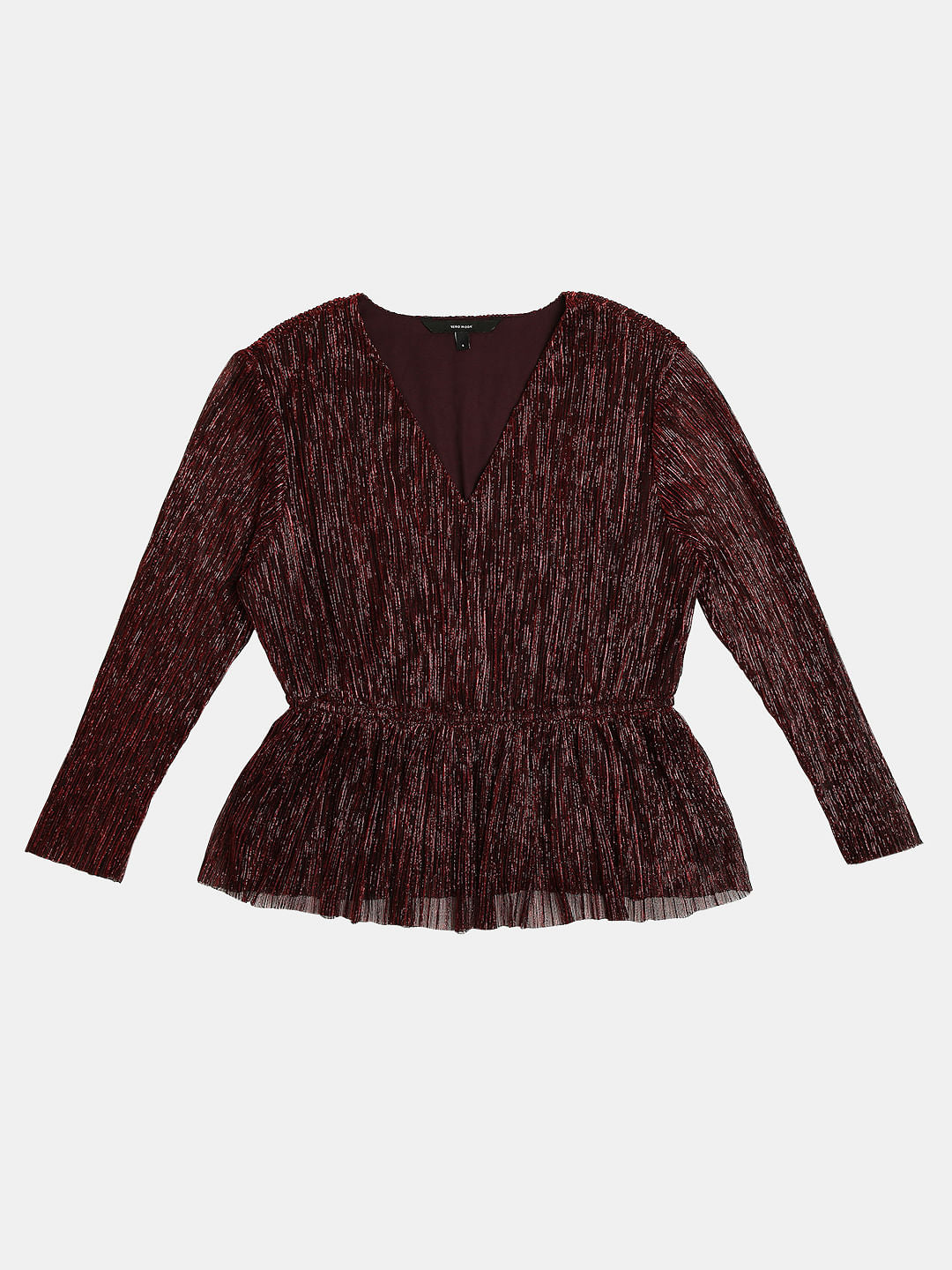 Red Textured Lurex Top