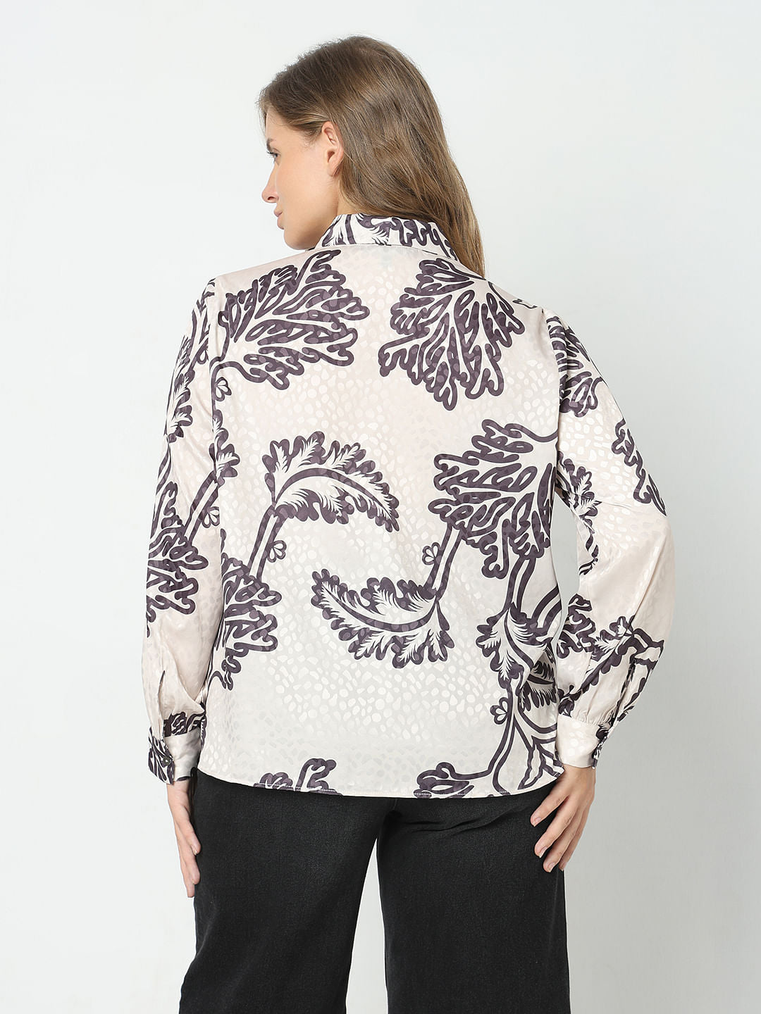 Curve Off-White Printed Satin Top