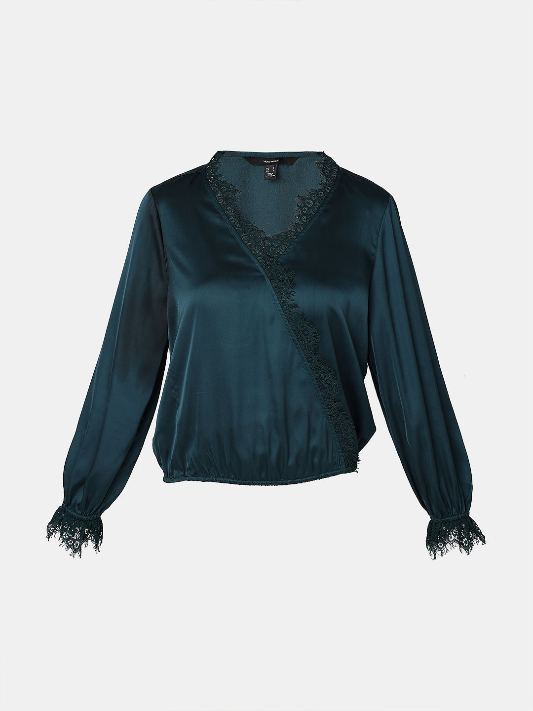 Dark Green Lace Trim Co-Ord Set Top