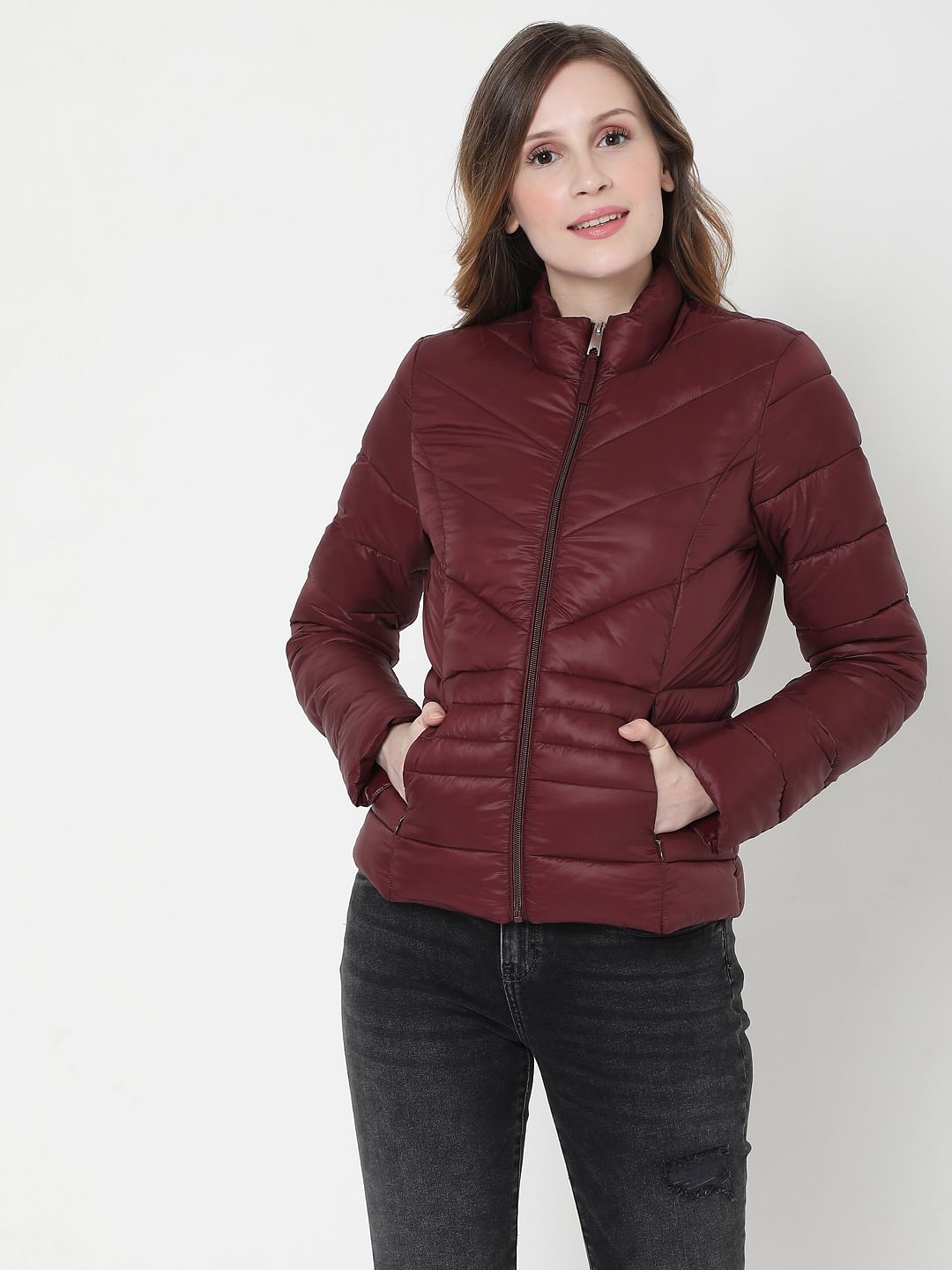 Maroon Puffer Winter Jacket