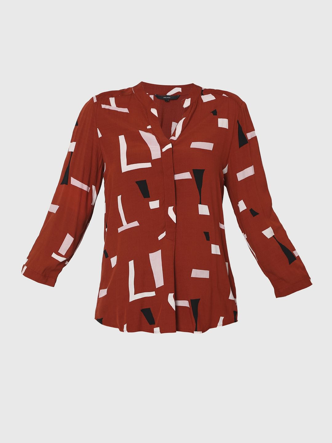 Red Abstract Print Top