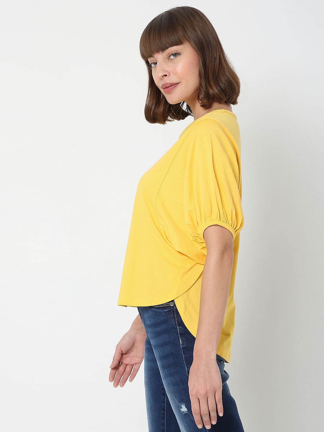 Yellow Puff Sleeves Top