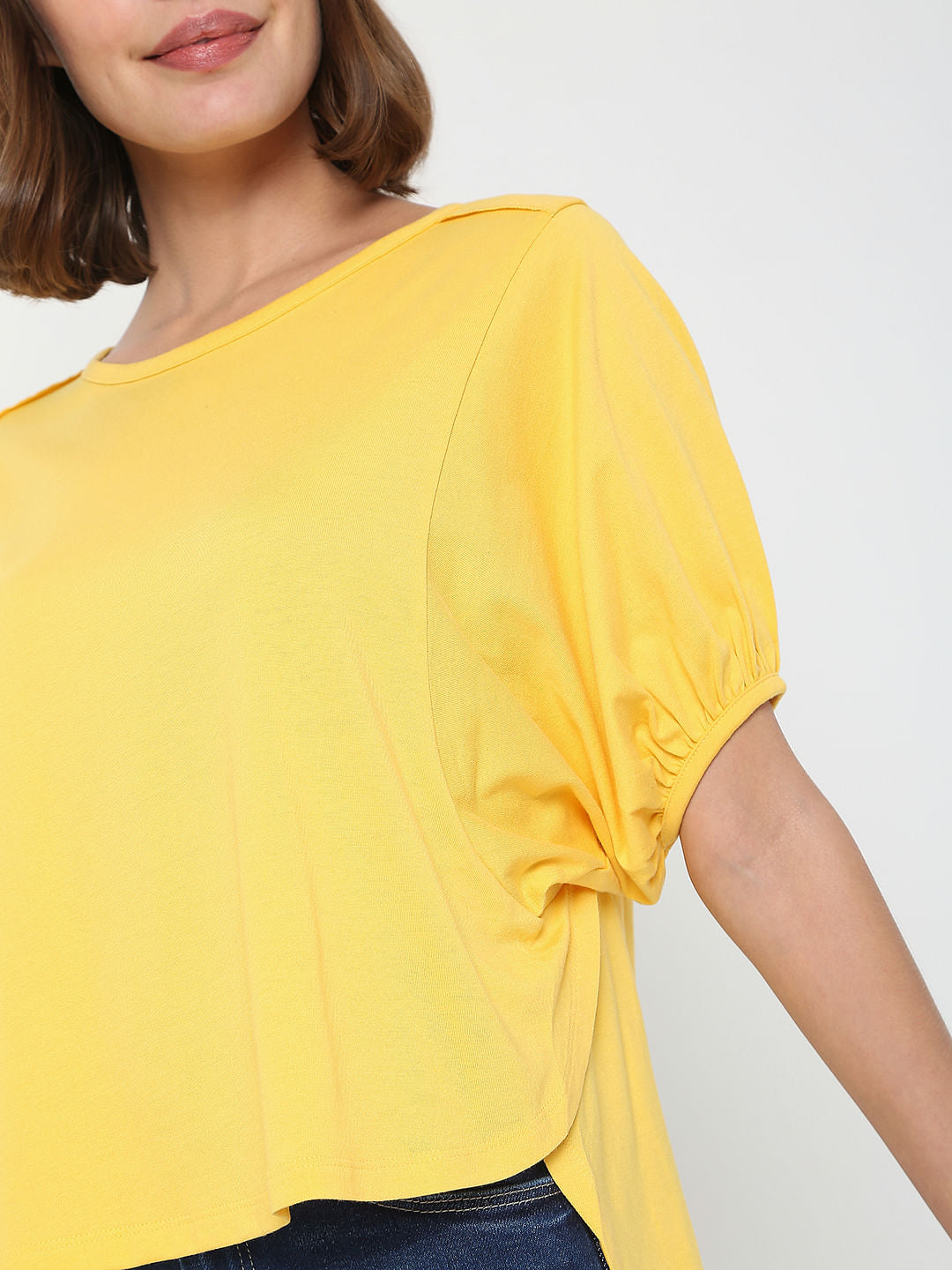 Yellow Puff Sleeves Top