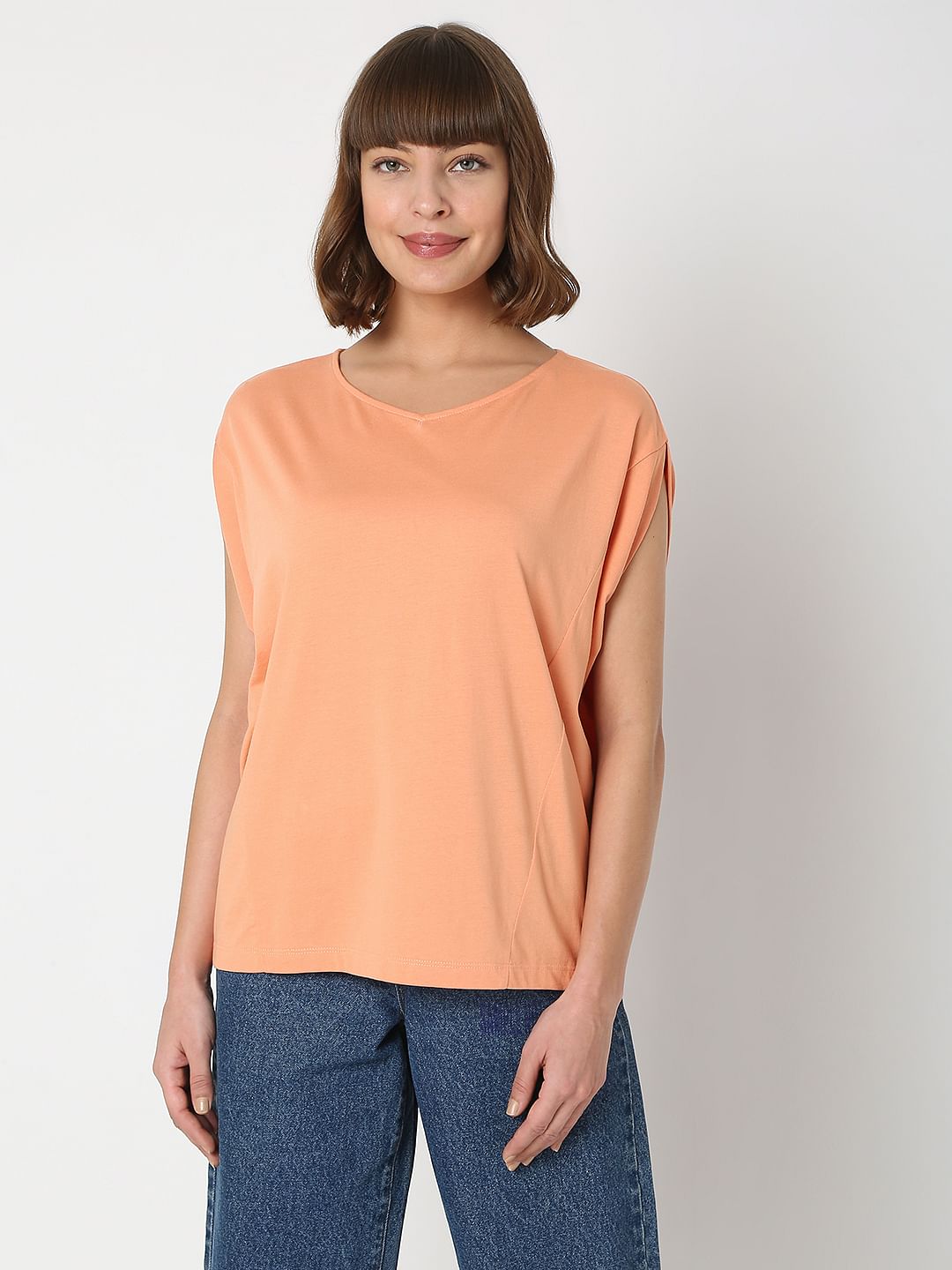 Peach V-Neck Top