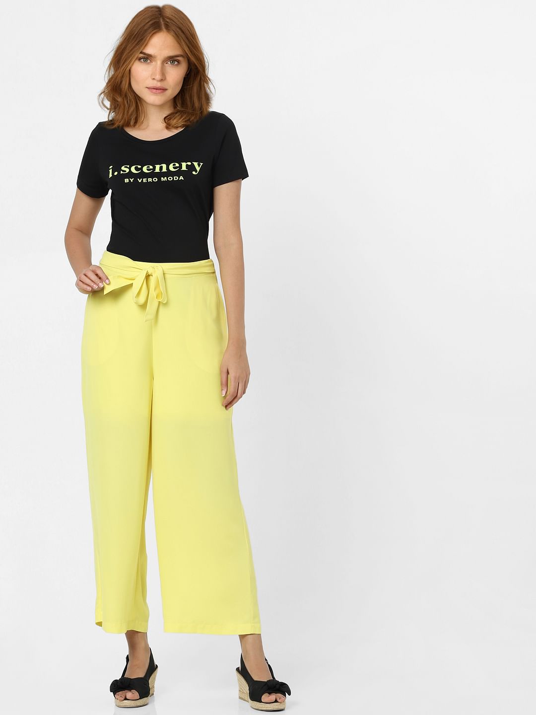 Light Yellow Tie Up Pants