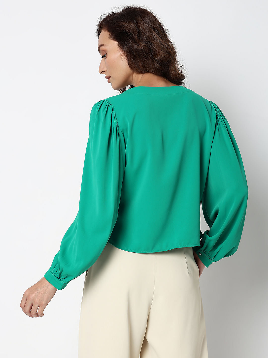 Green V-Neck Top