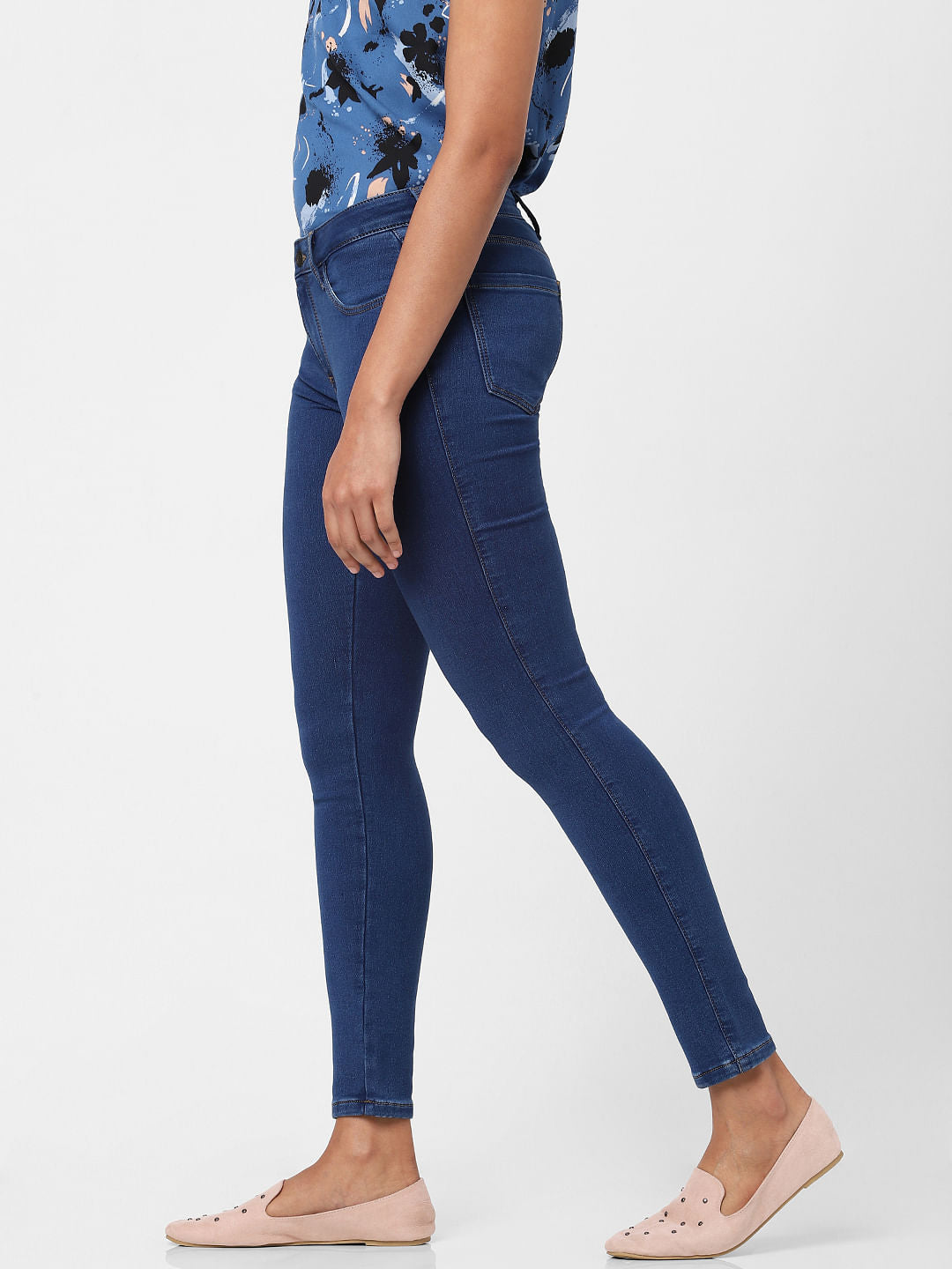 Blue Mid Rise Skinny Jeggings