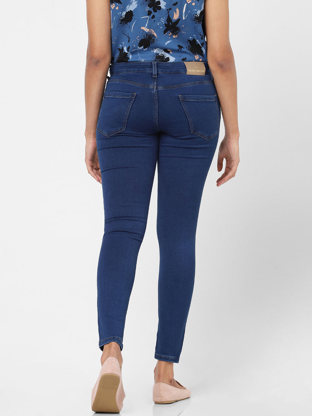 Blue Mid Rise Skinny Jeggings