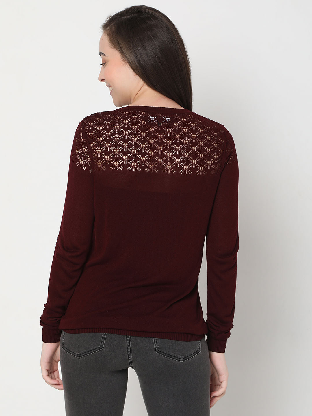 Maroon Cut-Out Sweater