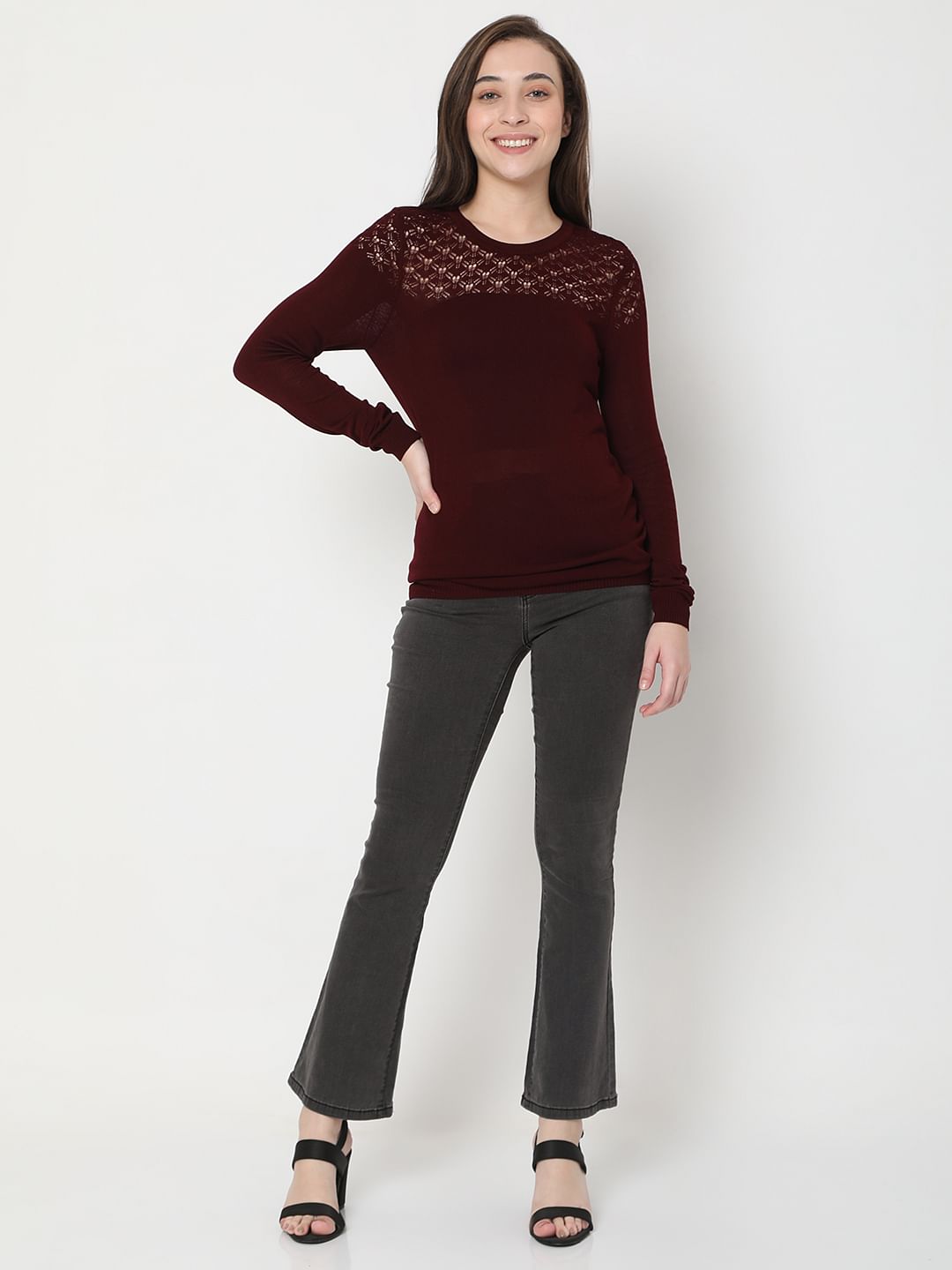 Maroon Cut-Out Sweater