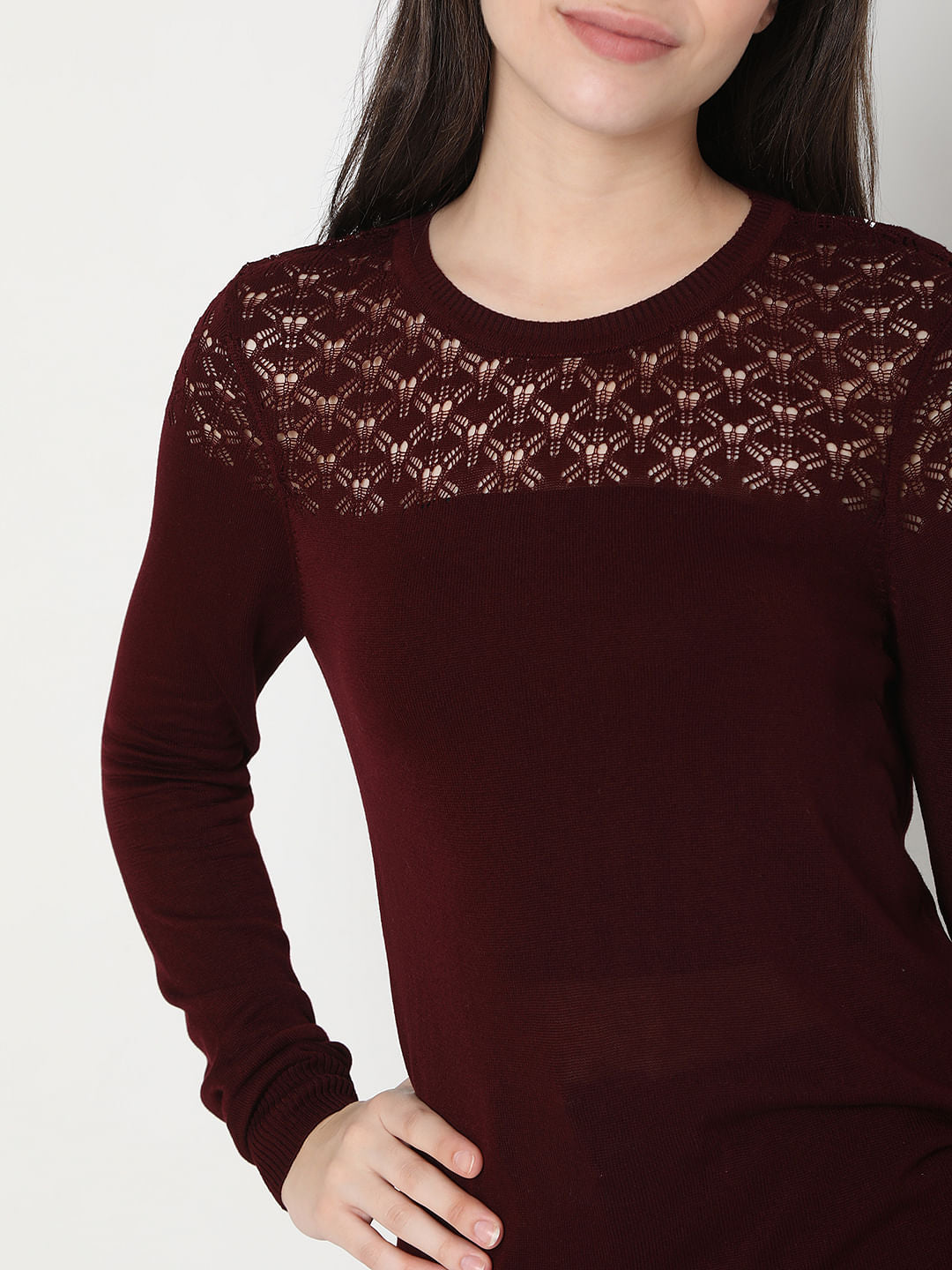 Maroon Cut-Out Sweater