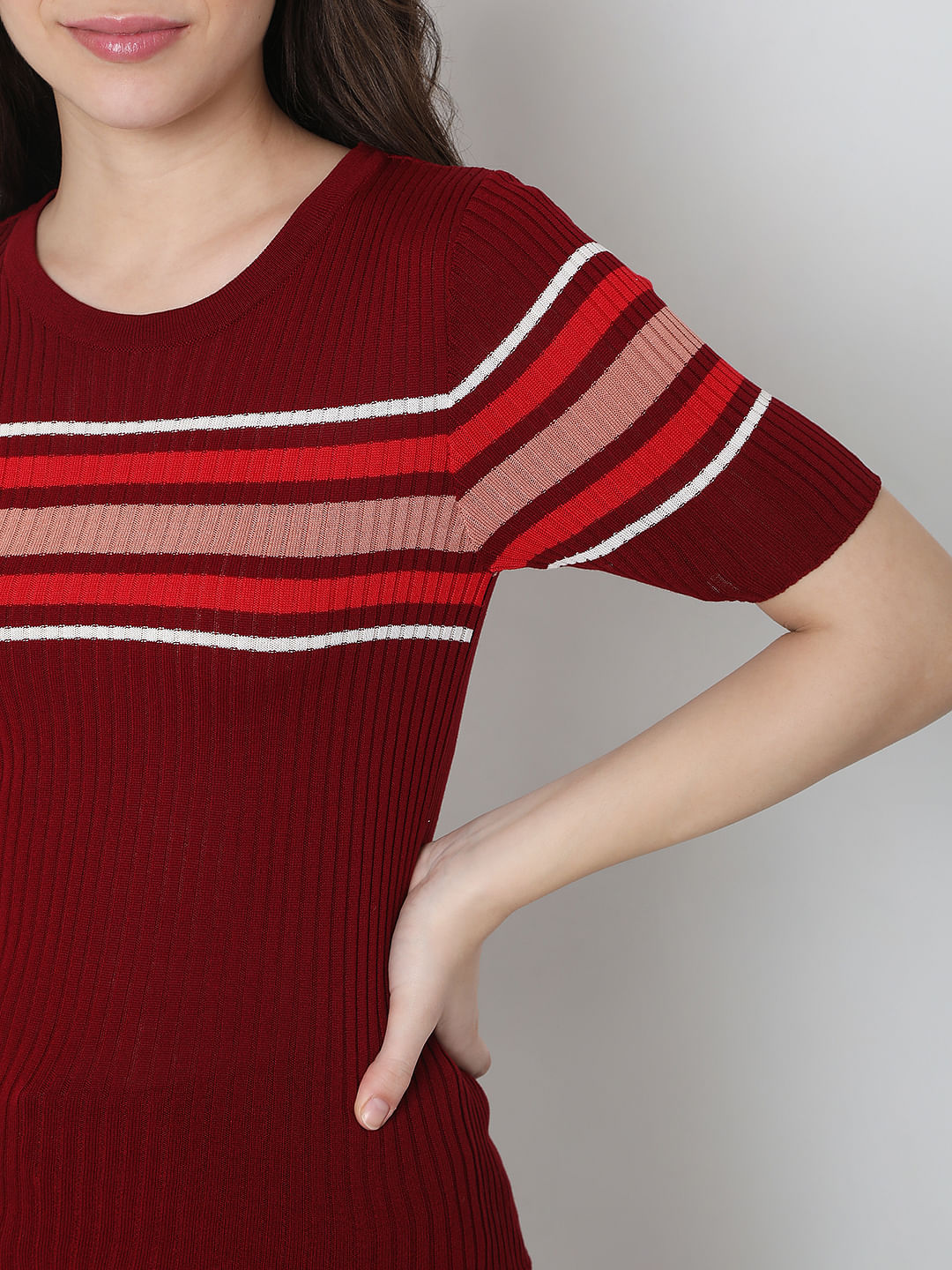 Red Ribbed Top