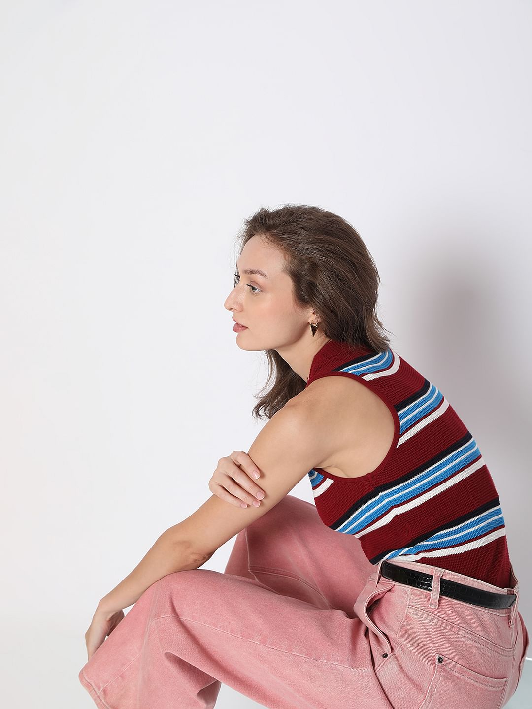 Maroon Striped Top