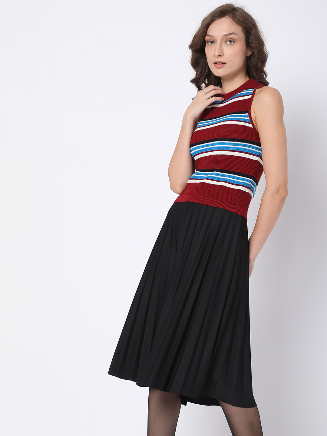Maroon Striped Top
