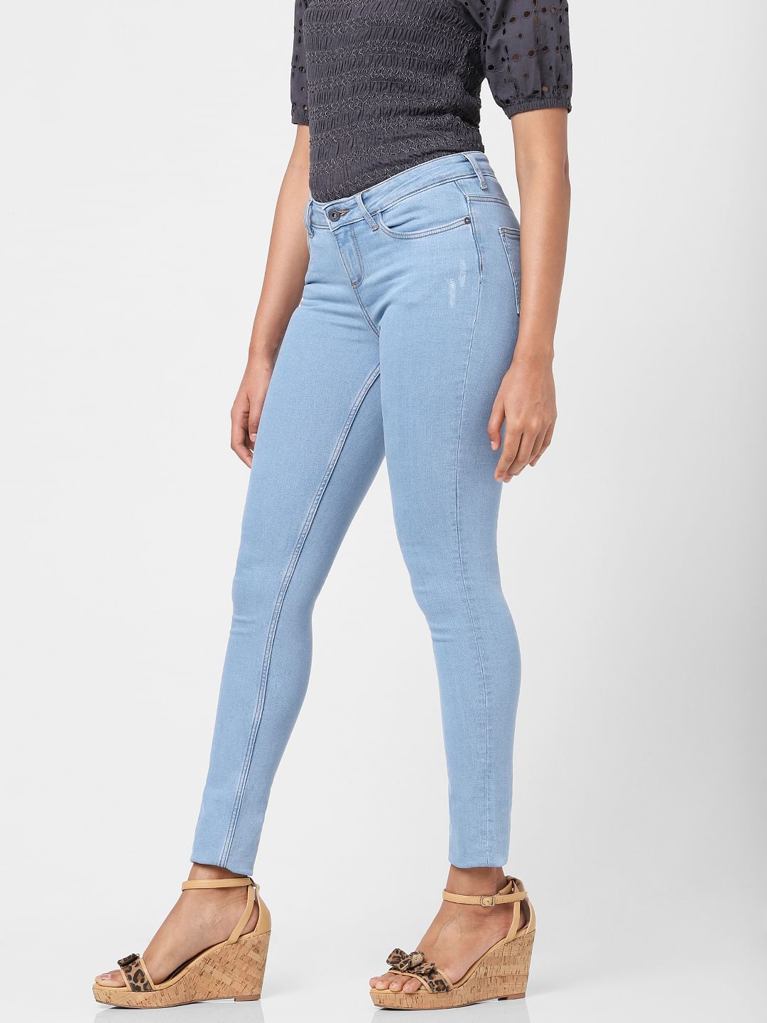 Light Blue Mid Rise Skinny Jeans