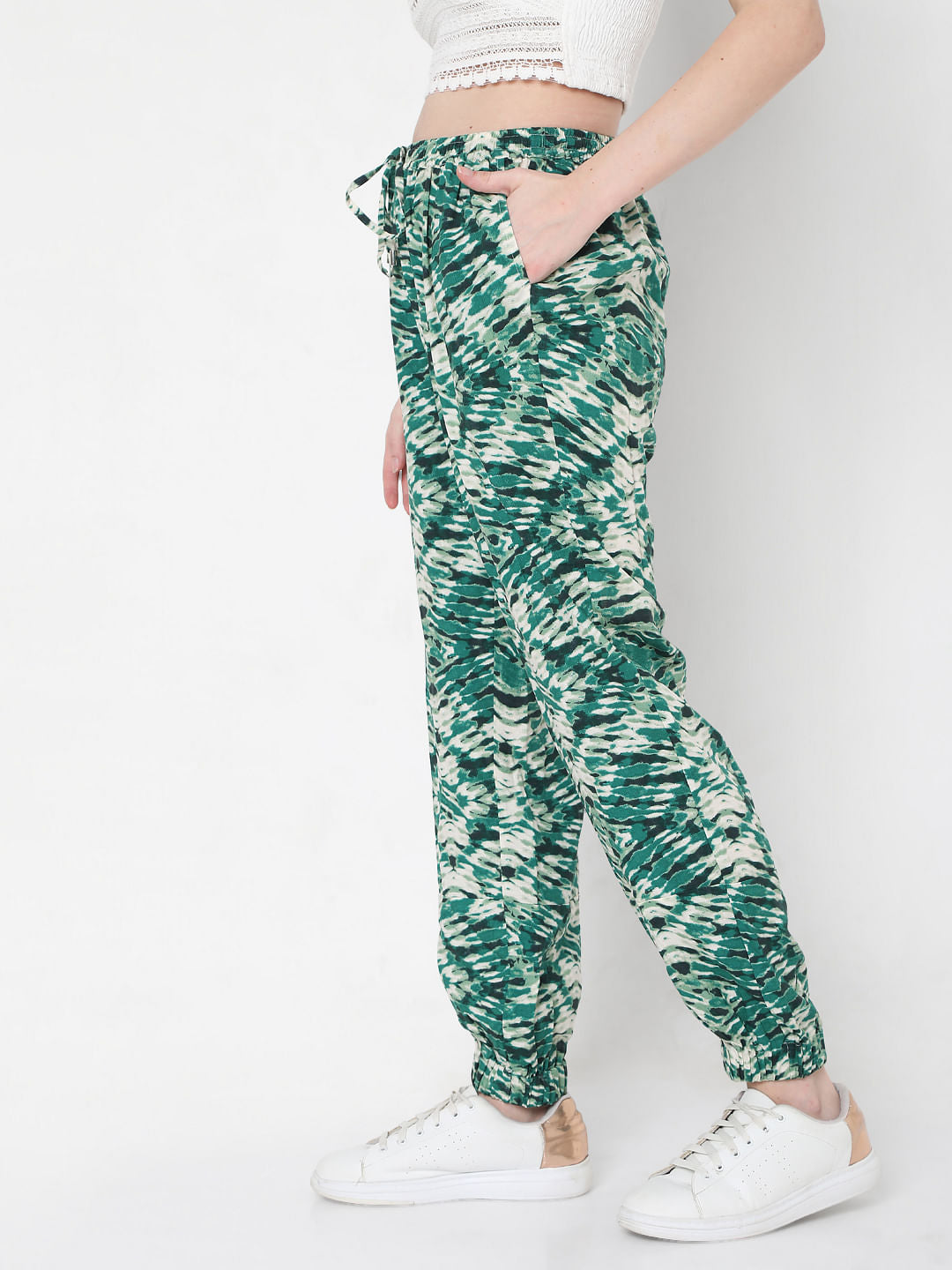 Green Abstract Print Co-Ord Set Pants