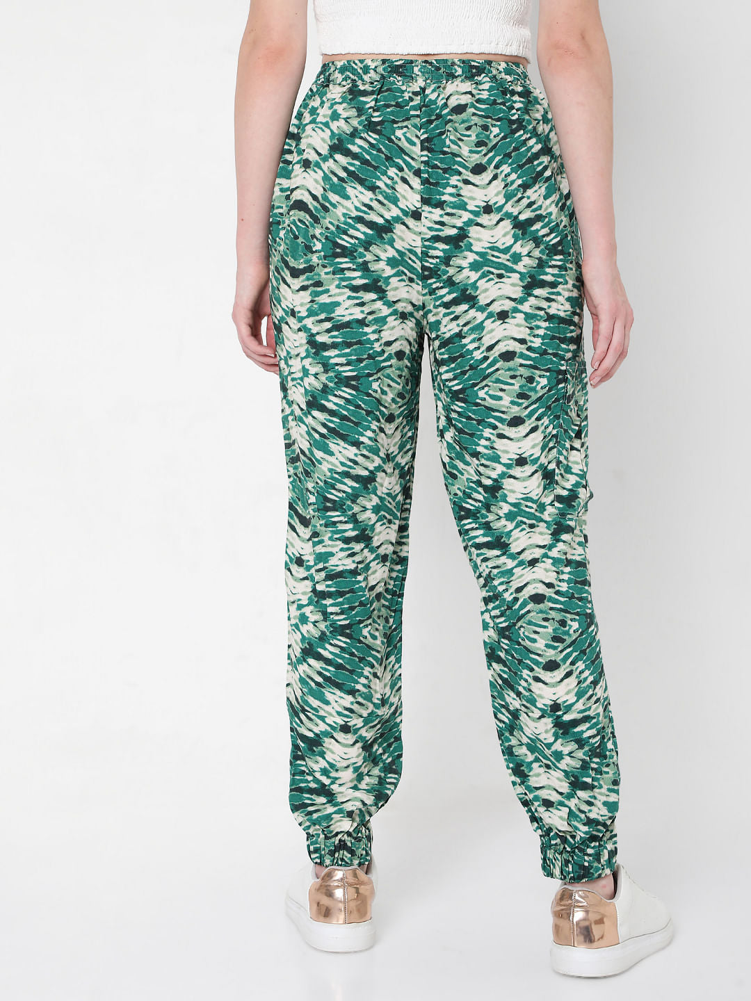 Green Abstract Print Co-Ord Set Pants