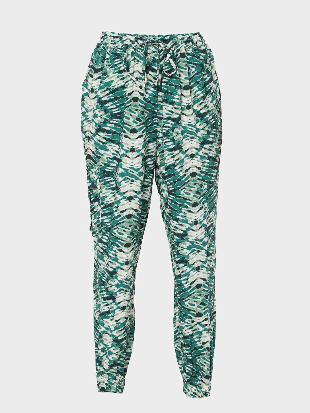 Green Abstract Print Co-Ord Set Pants